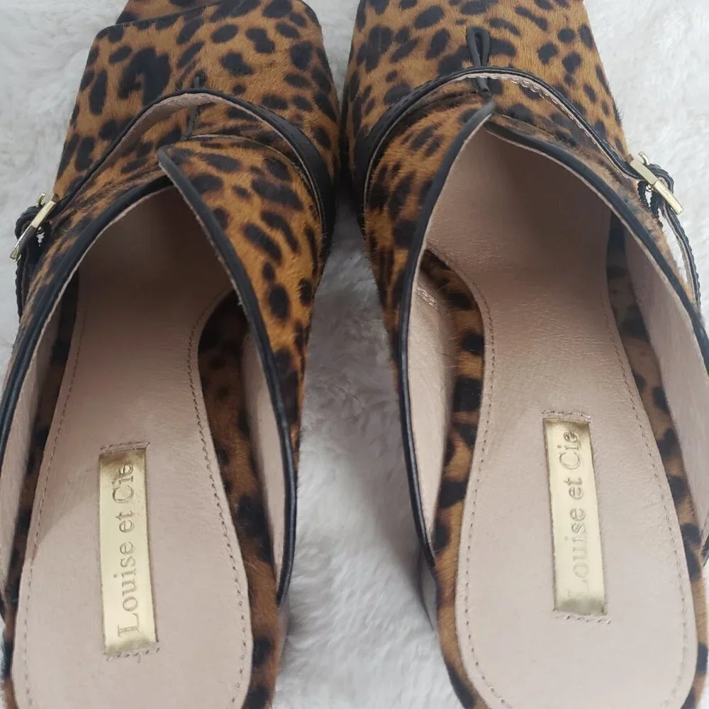 Louise Et Cie Kimba Sandals Brown Leopard Fur 8.5